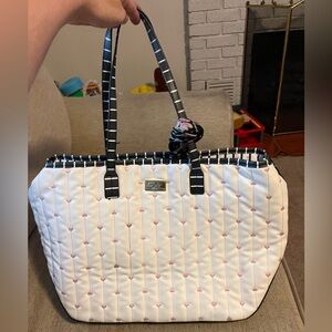 Betsey Johnson large black and white tote with heart design